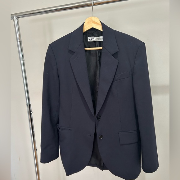 Zara Navy Blue Oversized Blazer - Picture 7 of 7
